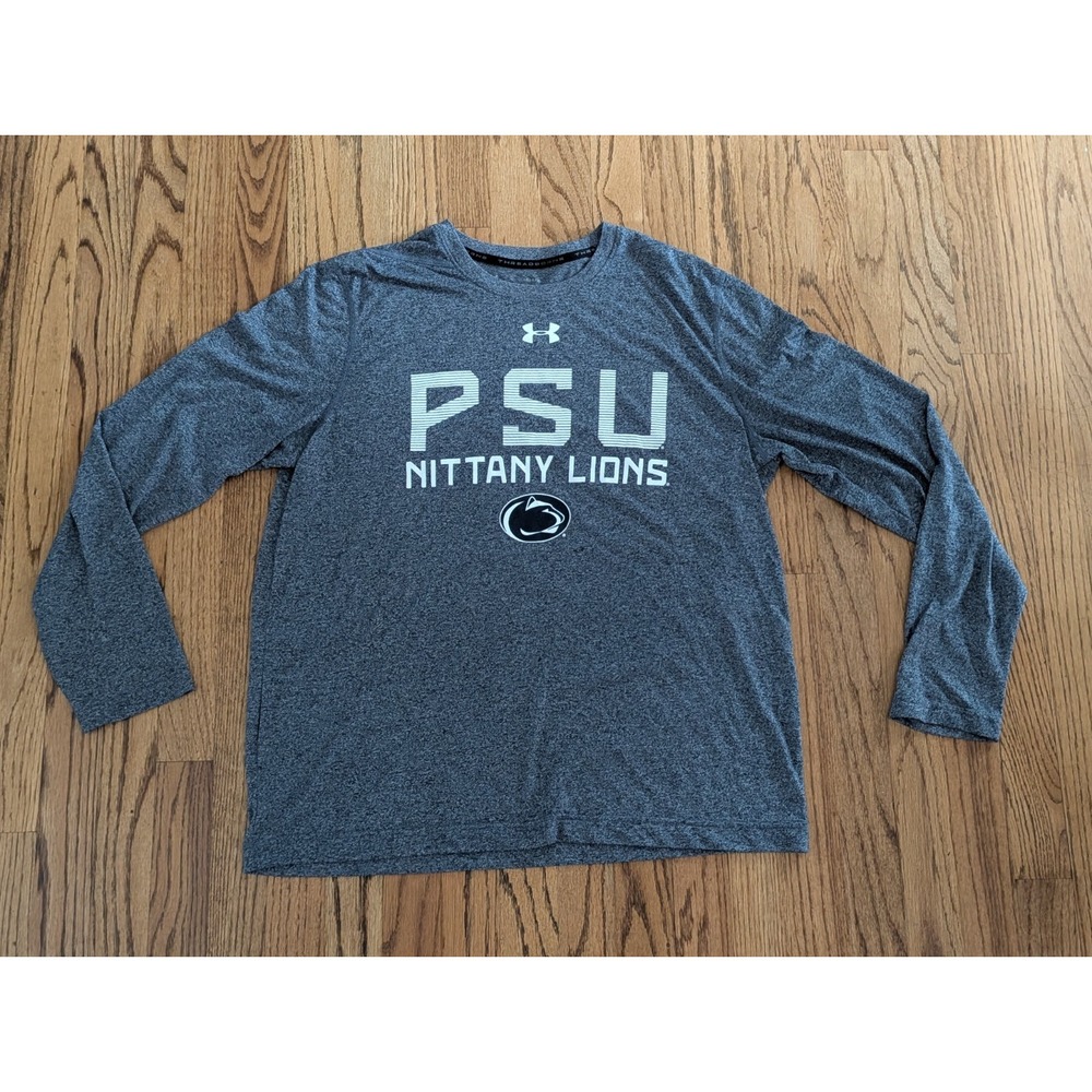 Penn State Nittany Lions Long Sleeve Shirt Under Armour Gray Men's L Loose Heat